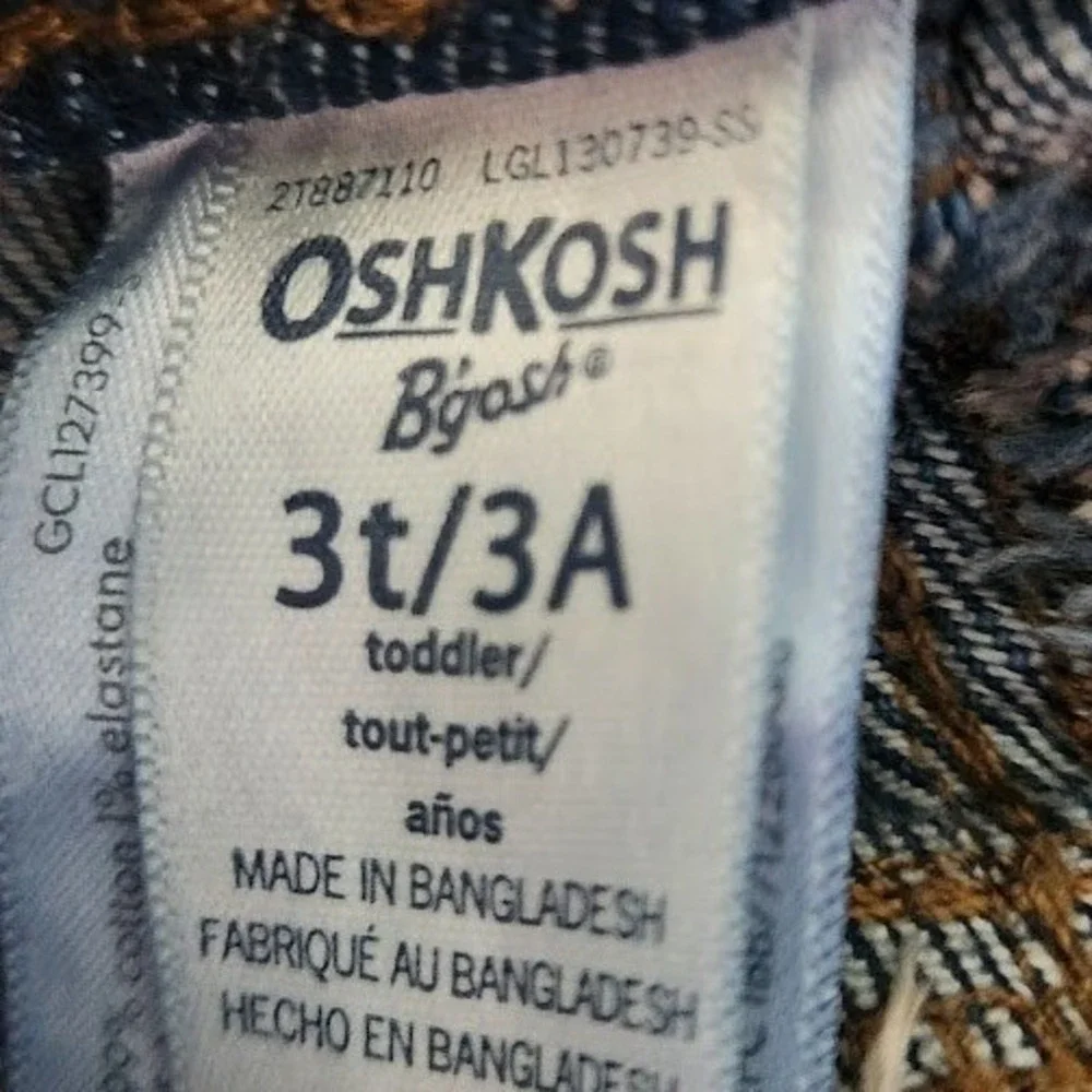 OshKosh B'gosh Toddler Boys Blue Denim Cargo Jogger Pants Size 3T Drawstring 599